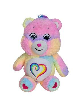 Rainbow Heart Plush Bear By Care Bears 14" Multicolor Stuffed Animal Toy